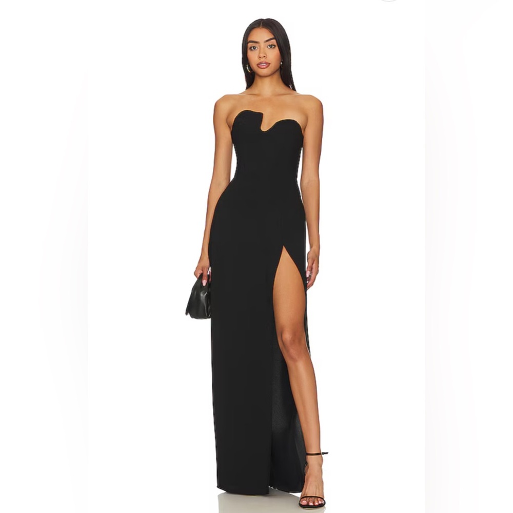 Revolve Strapless Puzzle Gown in Black (XS)